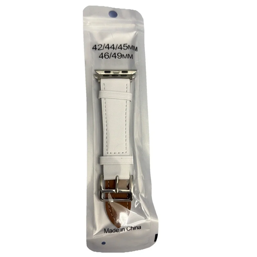 Strap Band WhiteUnisex's Leather replacement Band Series 10 iPhone Size 42/45 NW